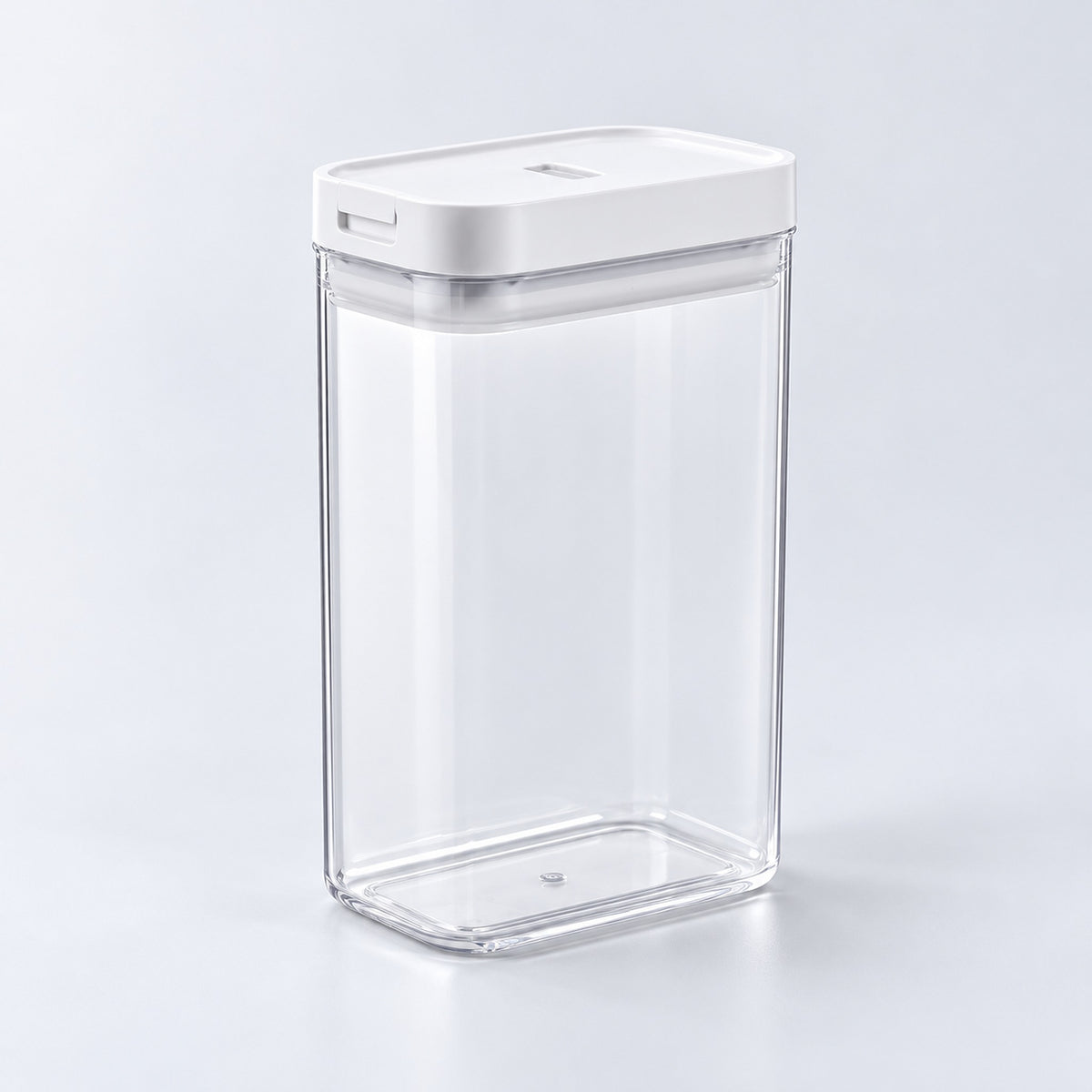 Empty 1200 ml clear PP storage container with white lid.
