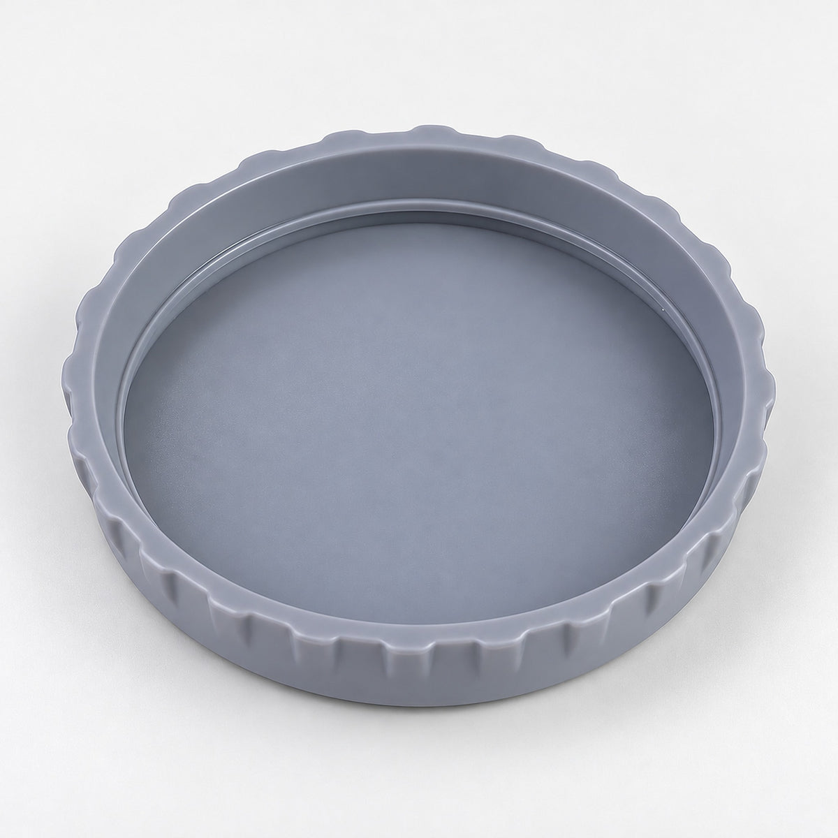One gray lid, interior-up studio view on pale gray.
