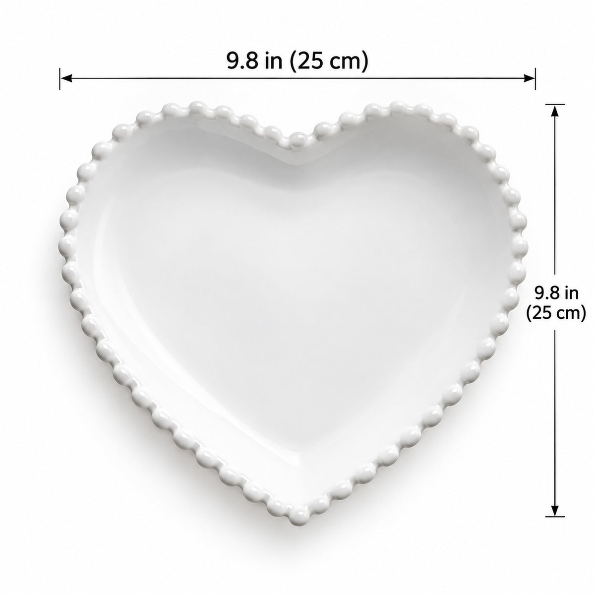 Heart ceramic plate, 25 x 25 cm; one piece.
