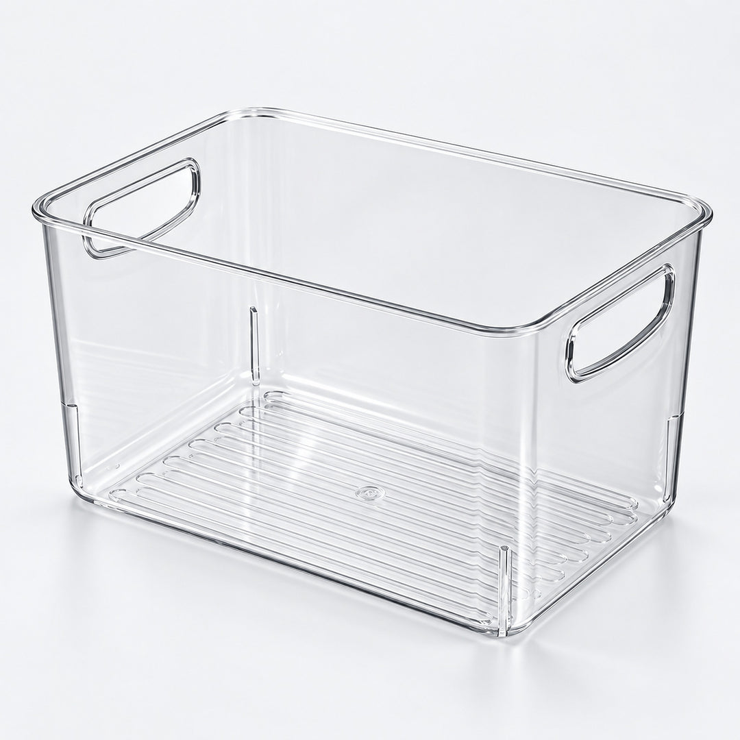 Refrigerator Organizer Bins, Clear Pantry Bins in PET Plastic, Fruit Containers for Fridge - Medium Clear Deep Bin variant studio