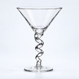 Empty 210 ml spiral-stem martini glass.