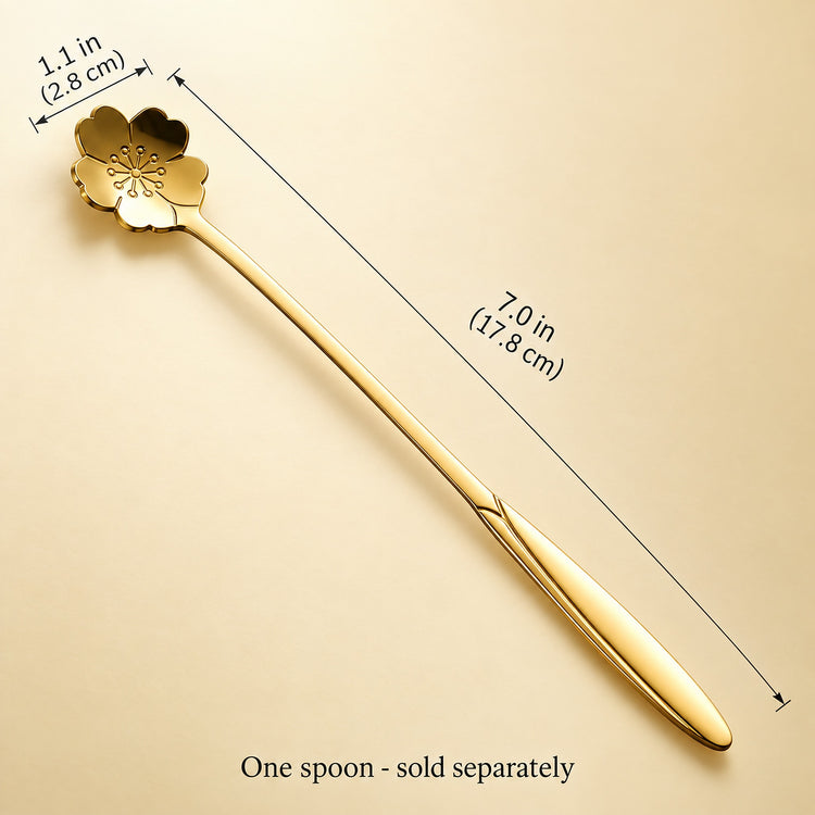 One gold-tone flower spoon, 17.8 cm long and 2.8 cm bowl width; sold separately.