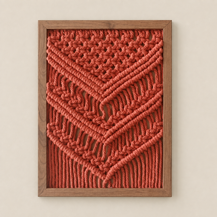 Style-11 mustard with white beads, macrame panel in 13 knot styles