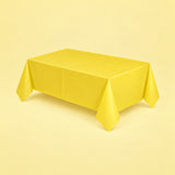 yellow disposable plastic table cover style.