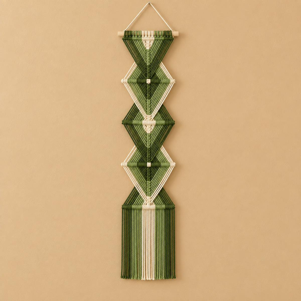Avocado chevron 20x90 on ochre, wide banner in 5 lengths, 10 styles