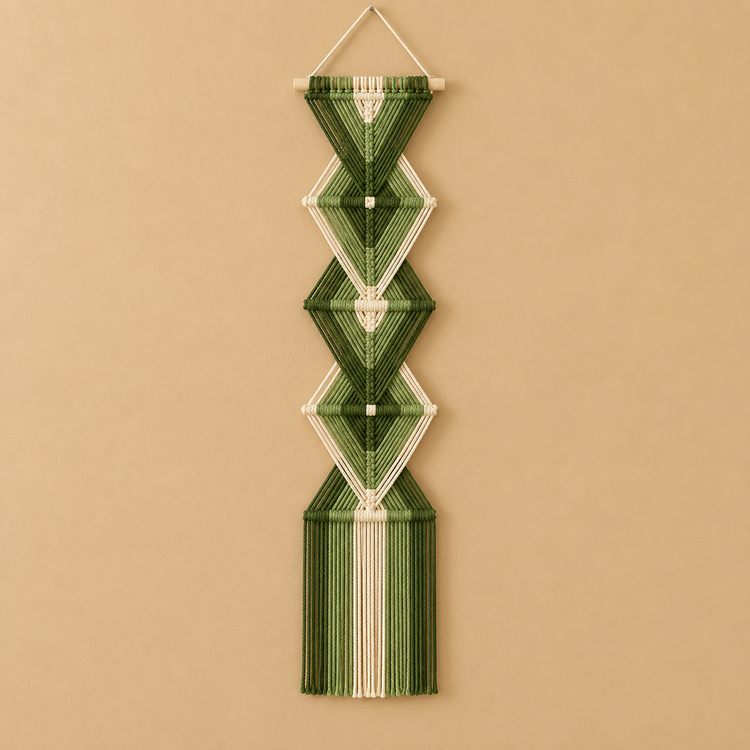 Avocado chevron 20x90 on ochre, wide banner in 5 lengths, 10 styles