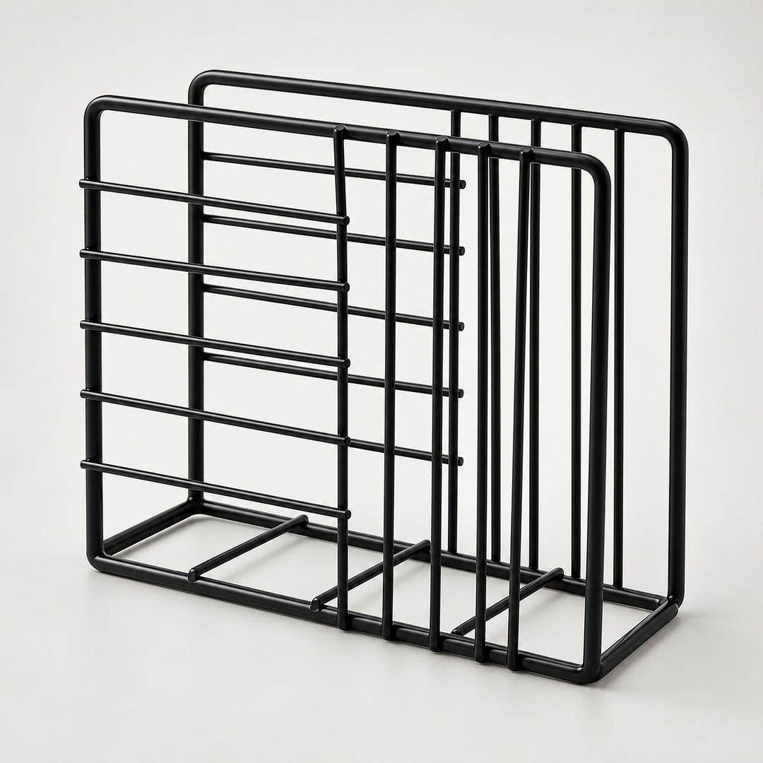 Black Rectangular Grid decorative metal napkin holder variant studio image
