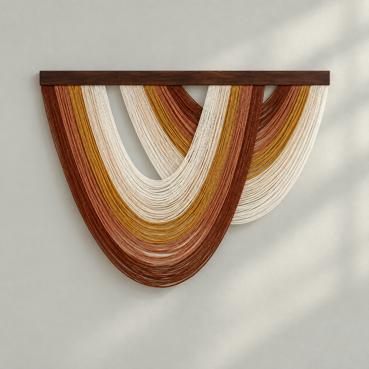 D-01 rust and mustard banded, 5 swag shapes across 16 colorways