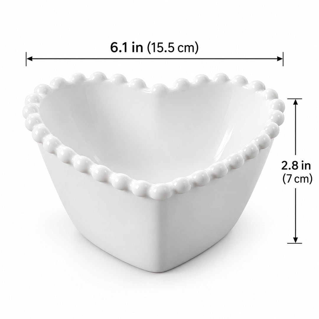Heart ceramic bowl, 15.5 x 15.5 cm and 7 cm high; one piece.