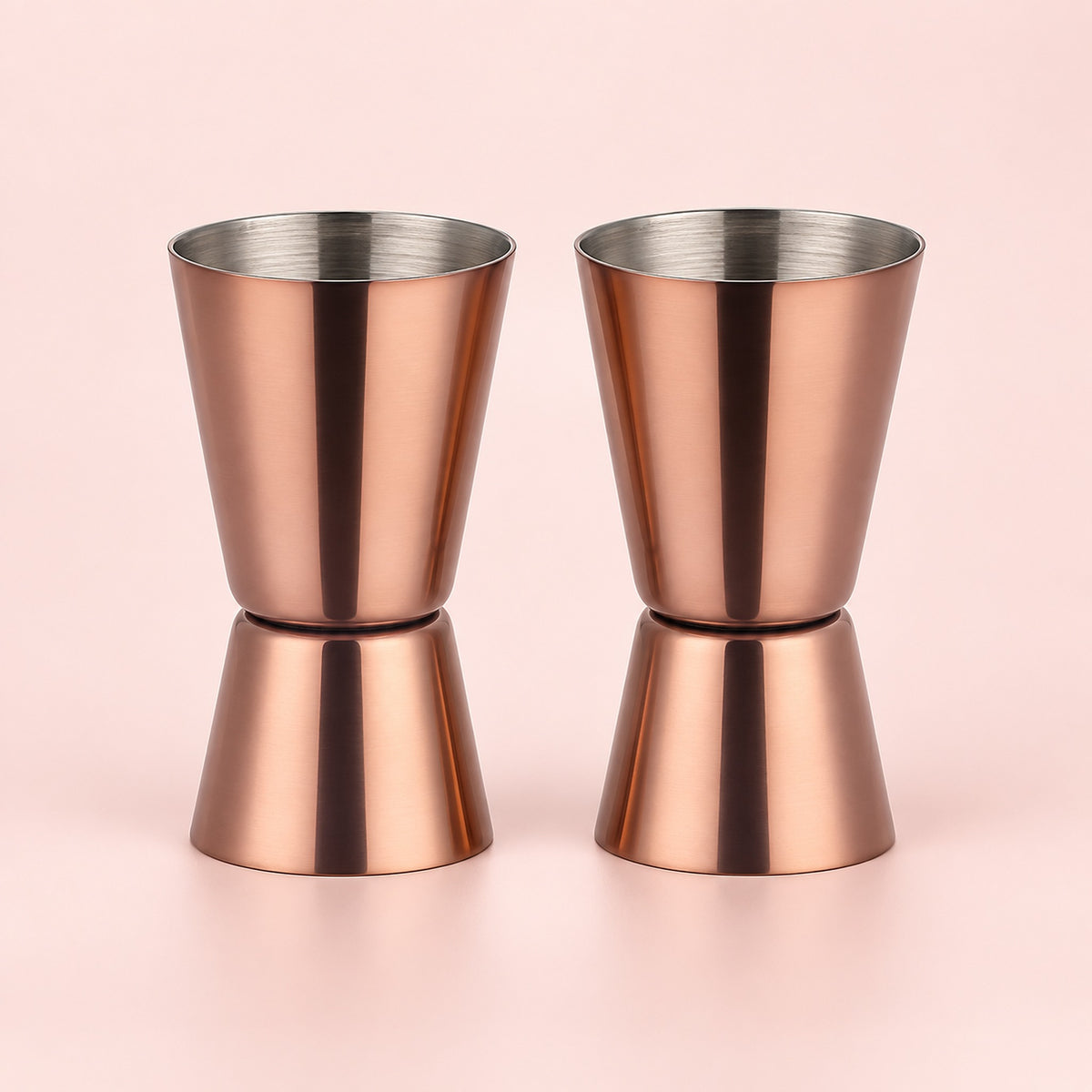 Rose Gold Jiggers Set Of 2 cocktail bar tool variant studio image