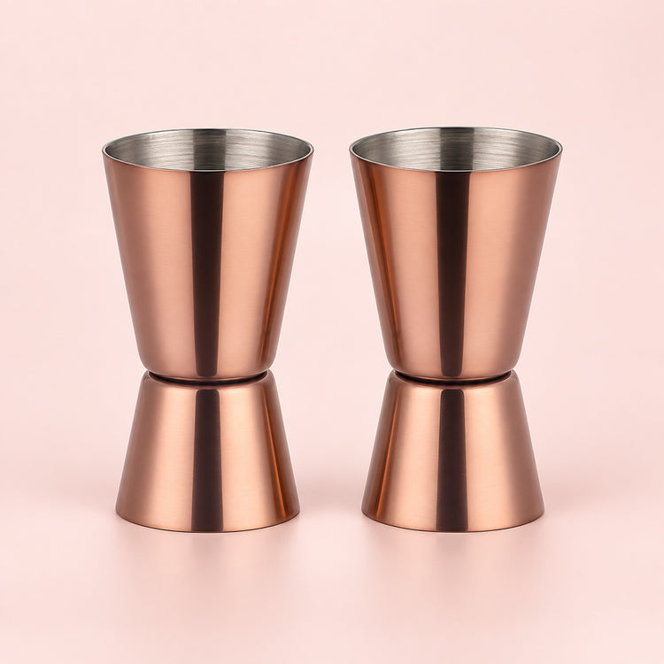 Rose Gold Jiggers Set Of 2 cocktail bar tool variant studio image