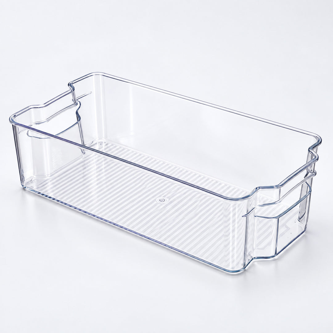 Refrigerator Organizer Bins, Clear Pantry Bins in PET Plastic, Fruit Containers for Fridge - Small Clear Open-Grip Bin variant studio