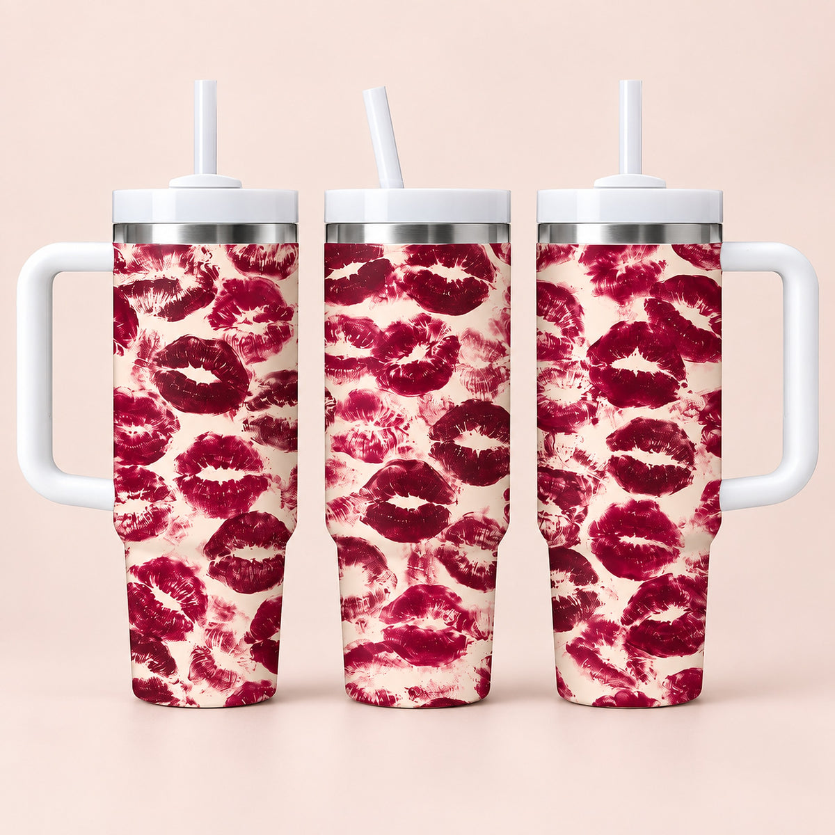 Vacuum Insulated Tumbler, 40 Oz Tumbler with Handle and Straw, Stainless Steel Travel Mug