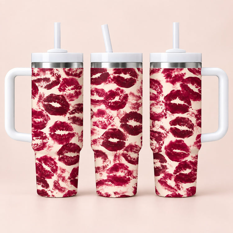 Vacuum Insulated Tumbler, 40 Oz Tumbler with Handle and Straw, Stainless Steel Travel Mug
