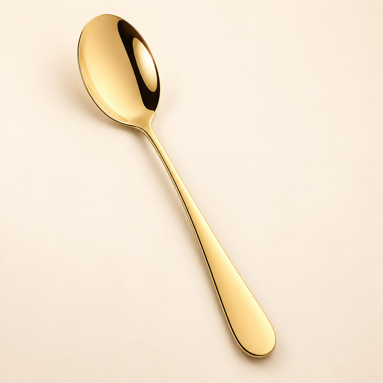 Gold Western Dinnerware Stainless Steel Cake Shovel Serving Fork Spoon Restaurant Public Colander Spoon Salad Fork Tableware - 1Pc Service Spoon variant studio