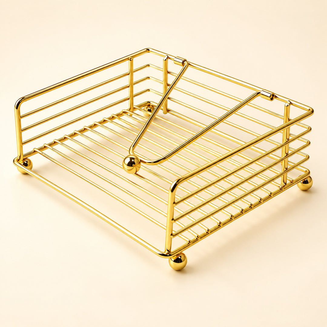 Gold Wire Tray decorative metal napkin holder variant studio image