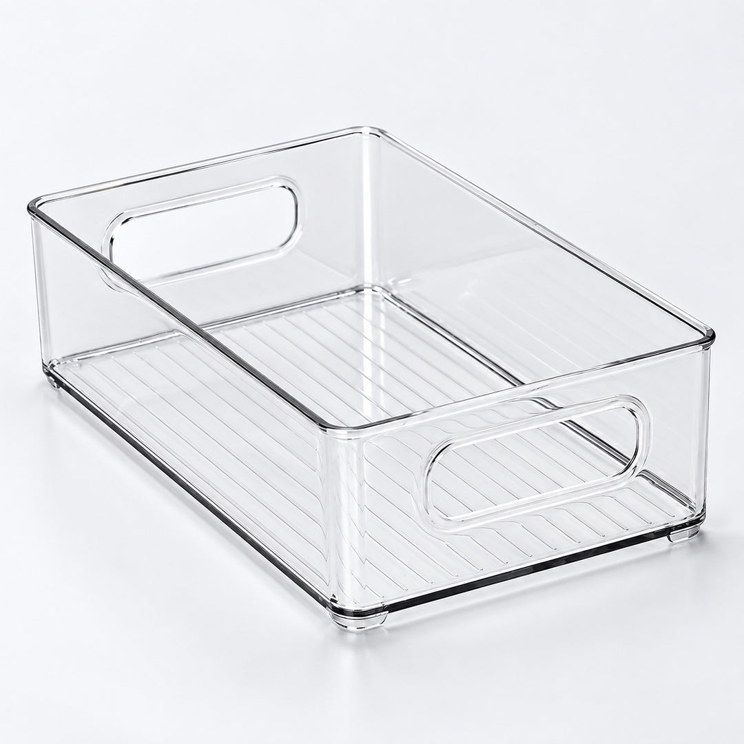 Refrigerator Organizer Bins, Clear Pantry Bins in PET Plastic, Fruit Containers for Fridge - Medium Clear Shallow Bin variant studio