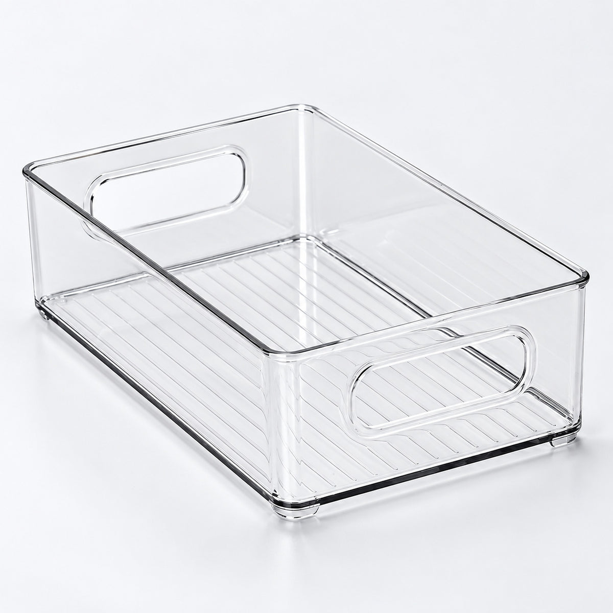 Refrigerator Organizer Bins, Clear Pantry Bins in PET Plastic, Fruit Containers for Fridge - Medium Clear Shallow Bin variant studio