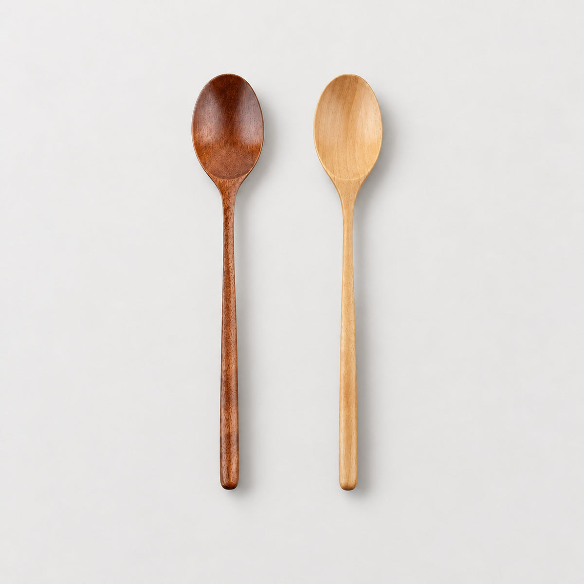 Mixed two-piece set with one Brown and one Camel wood spoon.