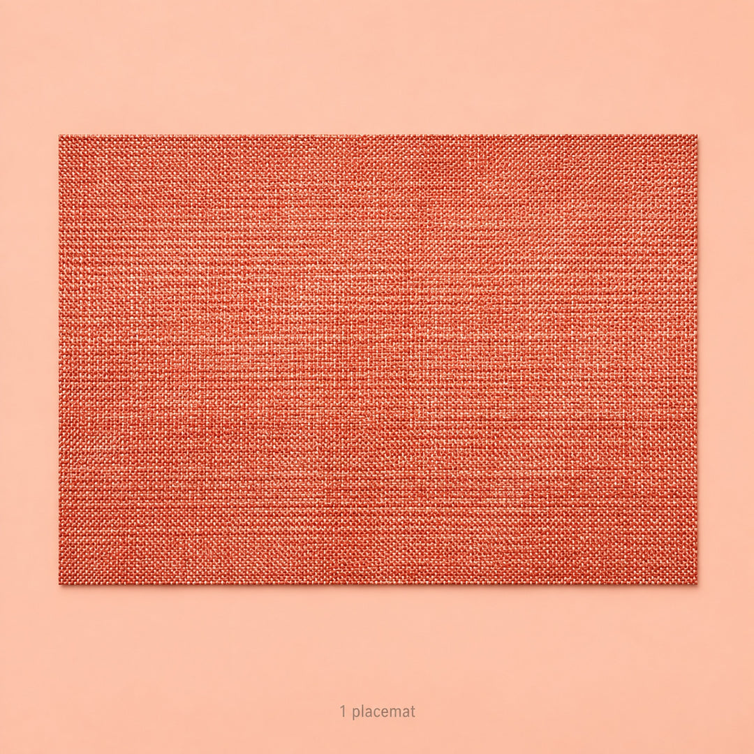 Orange woven vinyl placemat, one piece, 30 by 45 cm each.