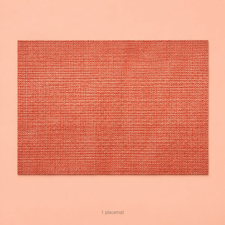 Orange woven vinyl placemat, one piece, 30 by 45 cm each.