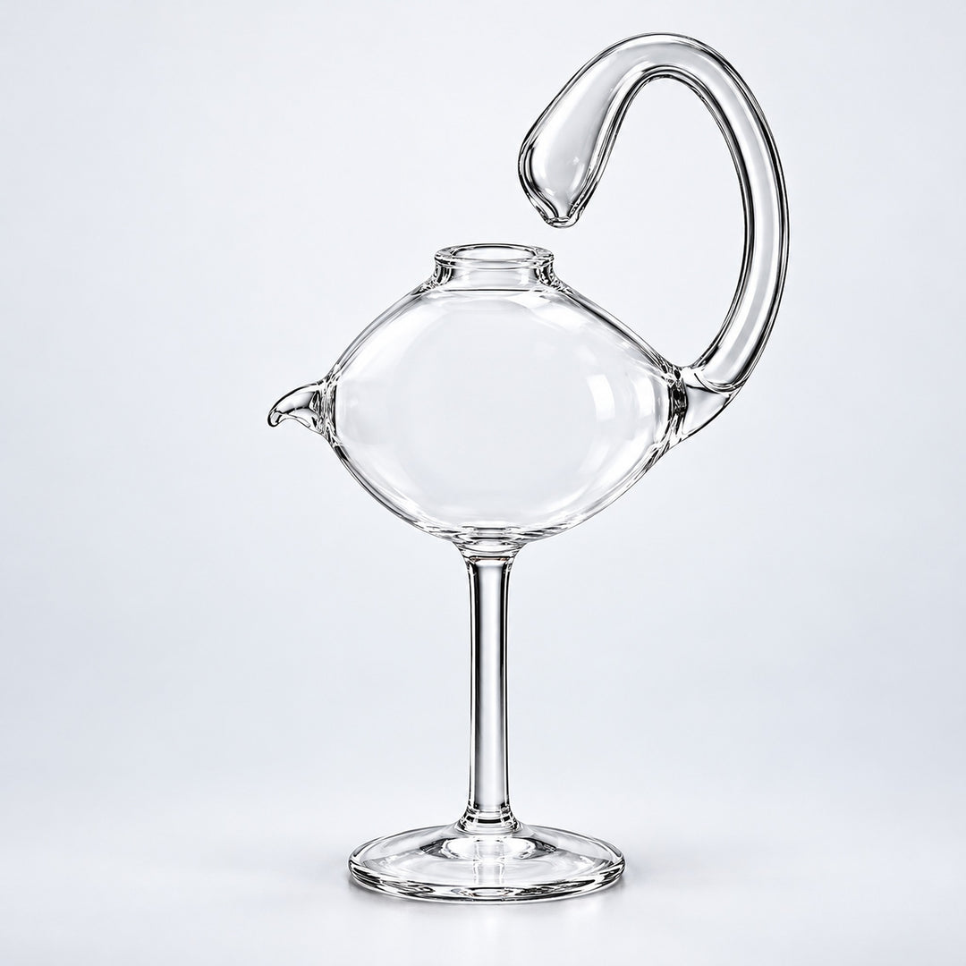 Empty 178 ml sculpted glass with curved integrated tube.