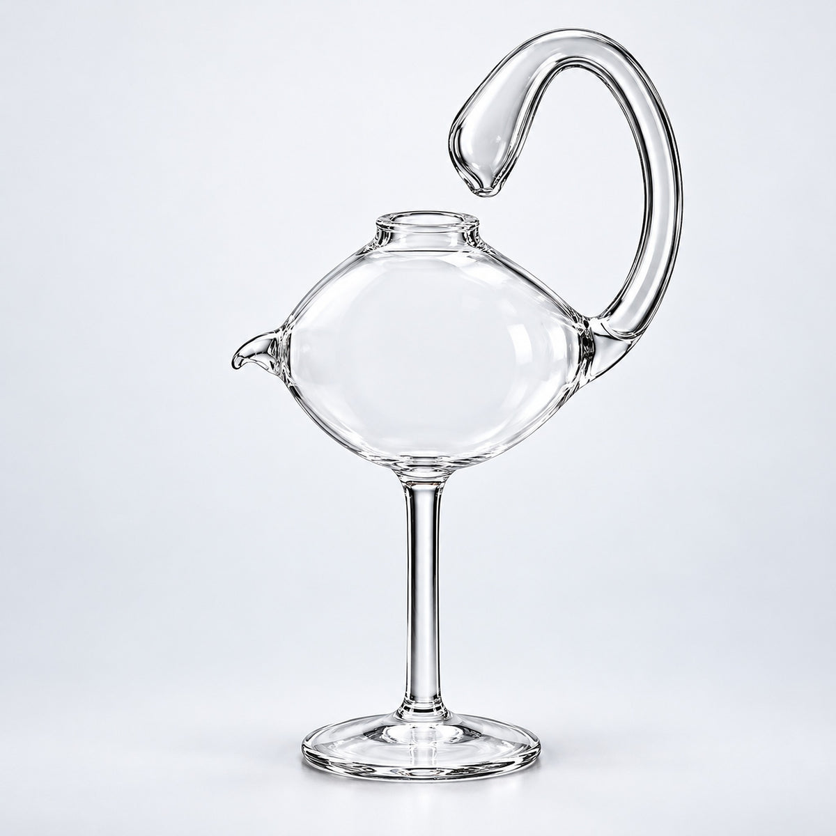 Empty 178 ml sculpted glass with curved integrated tube.
