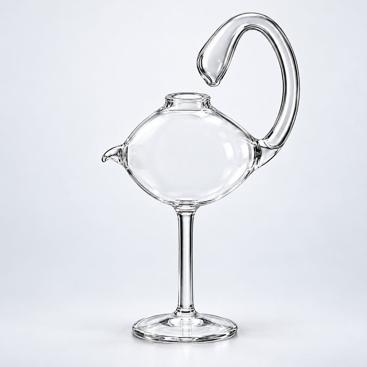 Empty 178 ml sculpted glass with curved integrated tube.