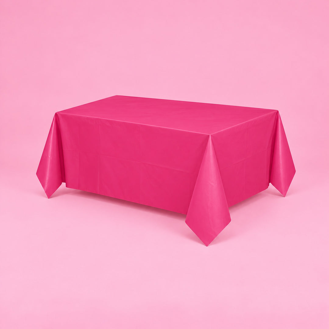 rose red disposable plastic table cover style.