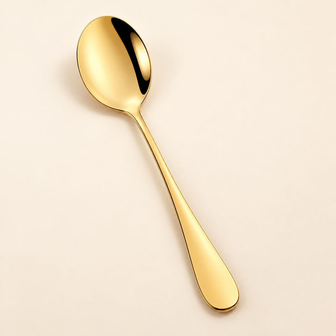 Gold Western Dinnerware Stainless Steel Cake Shovel Serving Fork Spoon Restaurant Public Colander Spoon Salad Fork Tableware - 1Pc Salad Spoon variant studio
