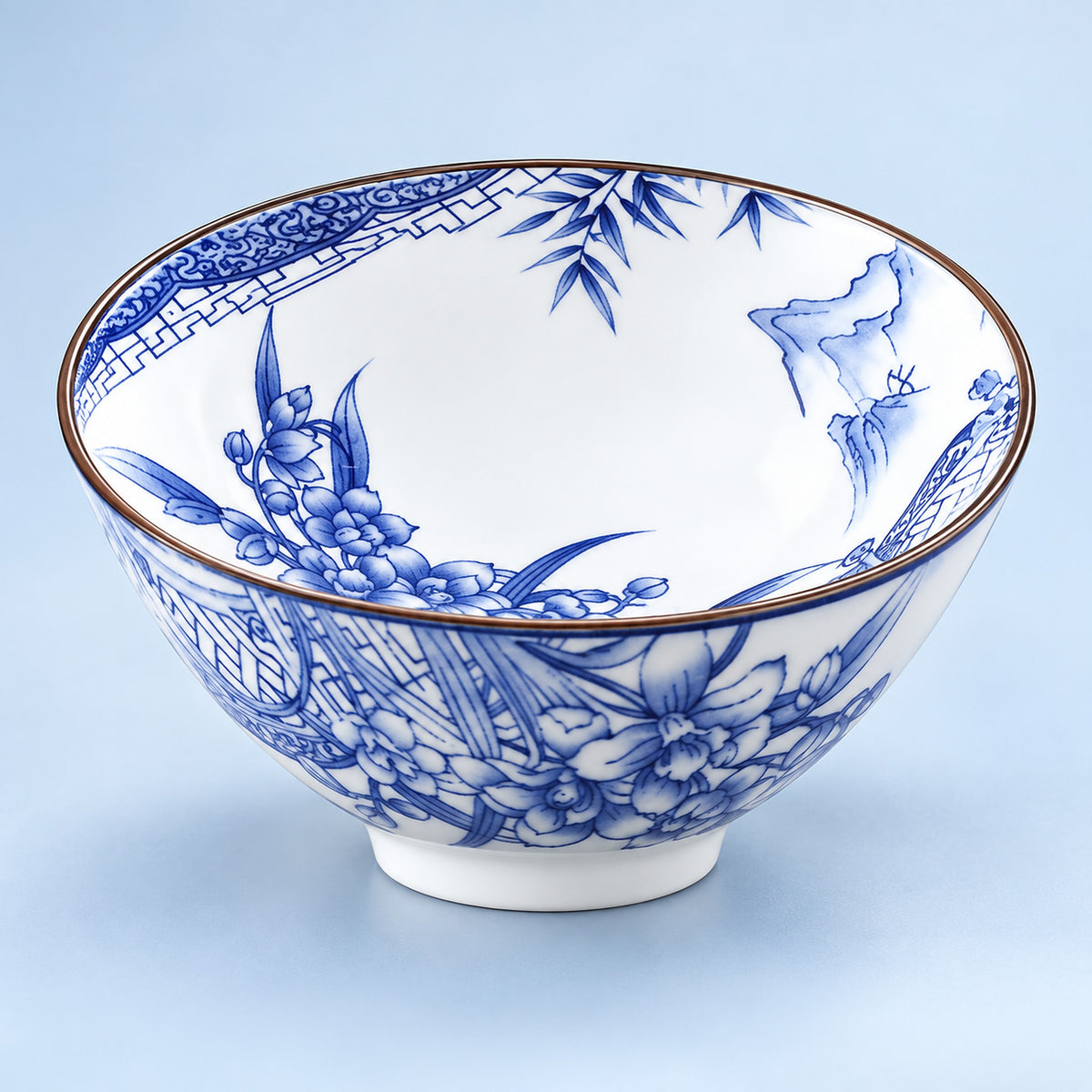One Orchid Mountains blue-and-white porcelain tea cup, 70 ml.