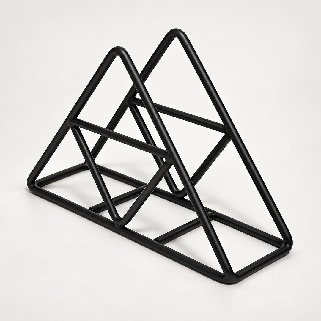 Black Geometric Triangle decorative metal napkin holder variant studio image