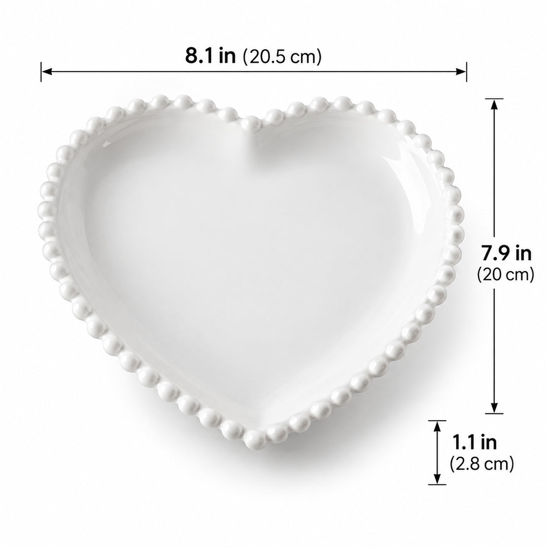 Heart ceramic plate, 20.5 x 20 cm and 2.8 cm high; one piece.