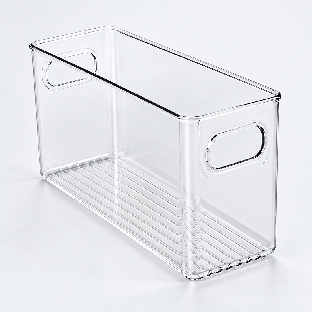 Refrigerator Organizer Bins, Clear Pantry Bins in PET Plastic, Fruit Containers for Fridge - Large Clear Tall Narrow Bin variant studio