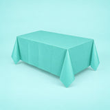 turquoise disposable plastic table cover style.