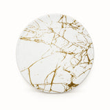 A round coaster with a white marble pattern and metallic gold veining, shown from a top-down view on a white background.