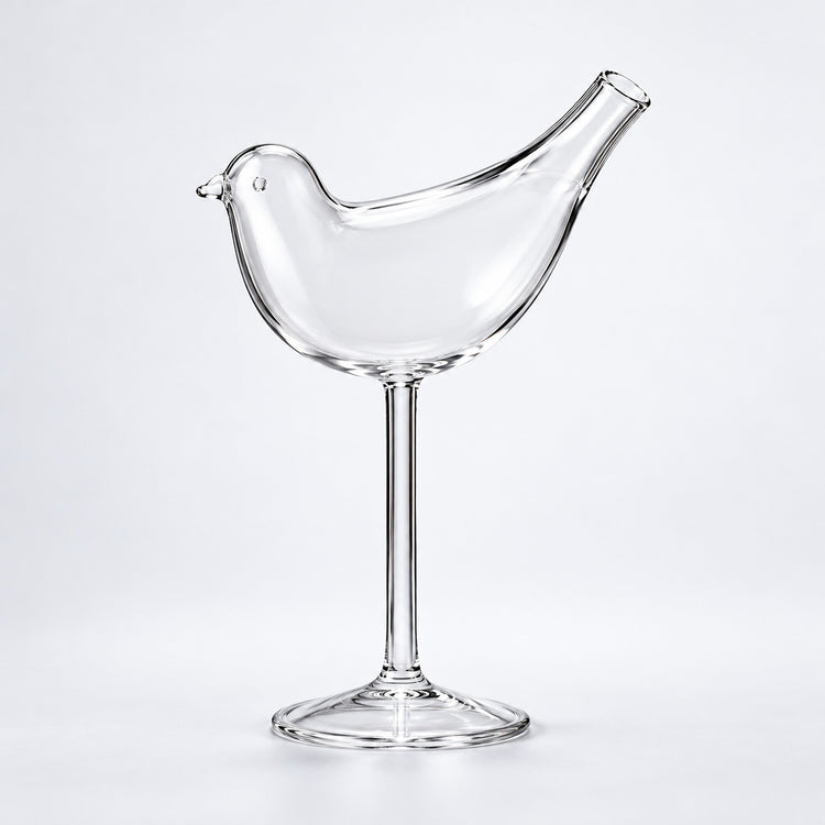 Empty 150 ml sculpted bird glass.