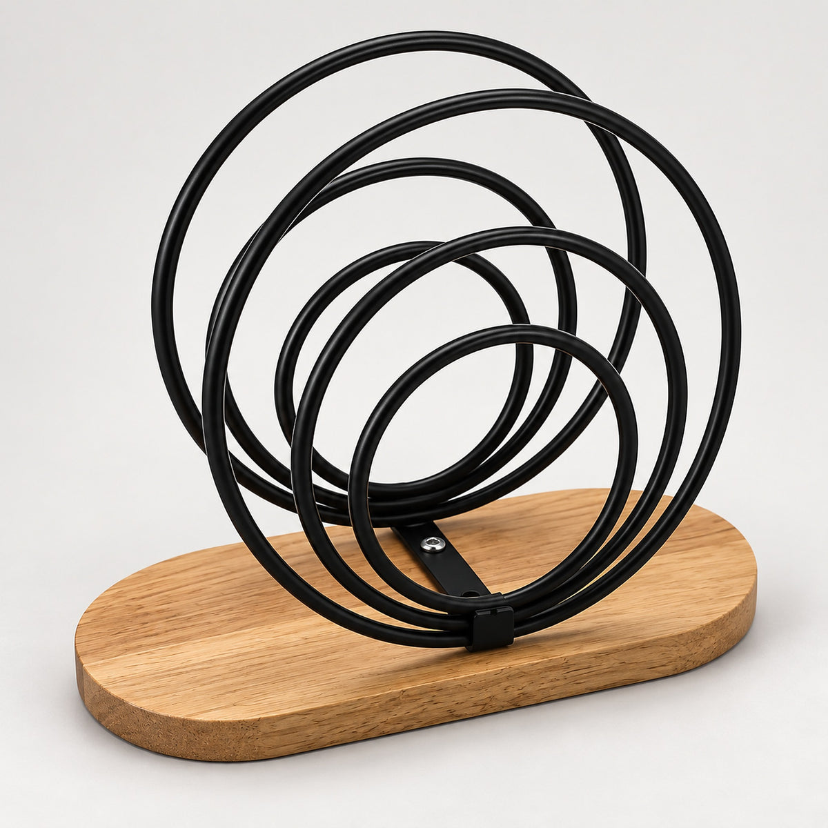 Black Circles With Wood-Look Base decorative metal napkin holder variant studio image