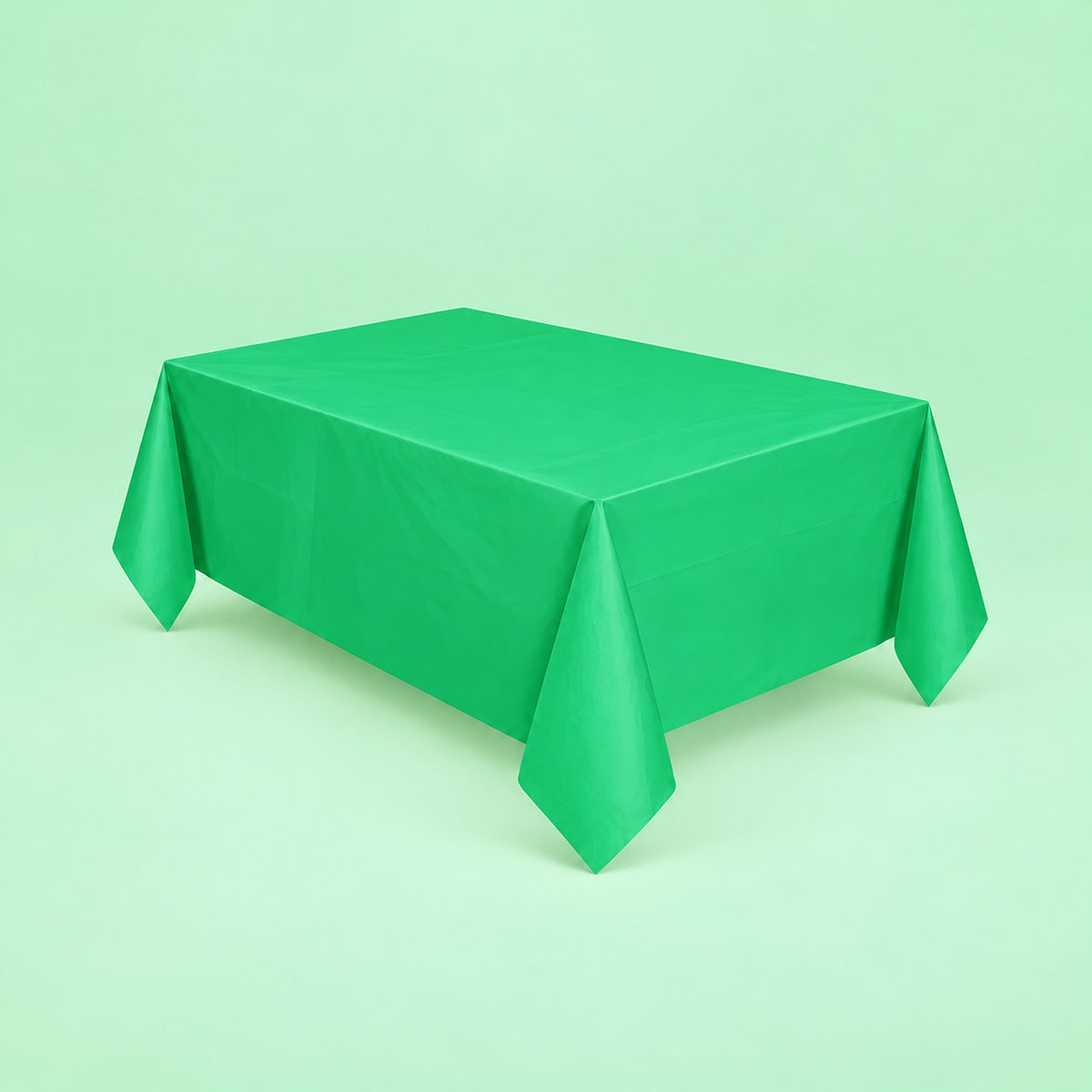 bright green disposable plastic table cover style.