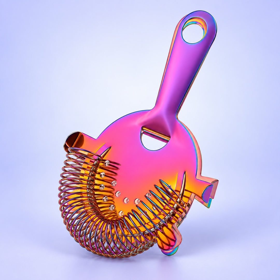 Purple Gold Rainbow Strainer 1 Piece cocktail bar tool variant studio image
