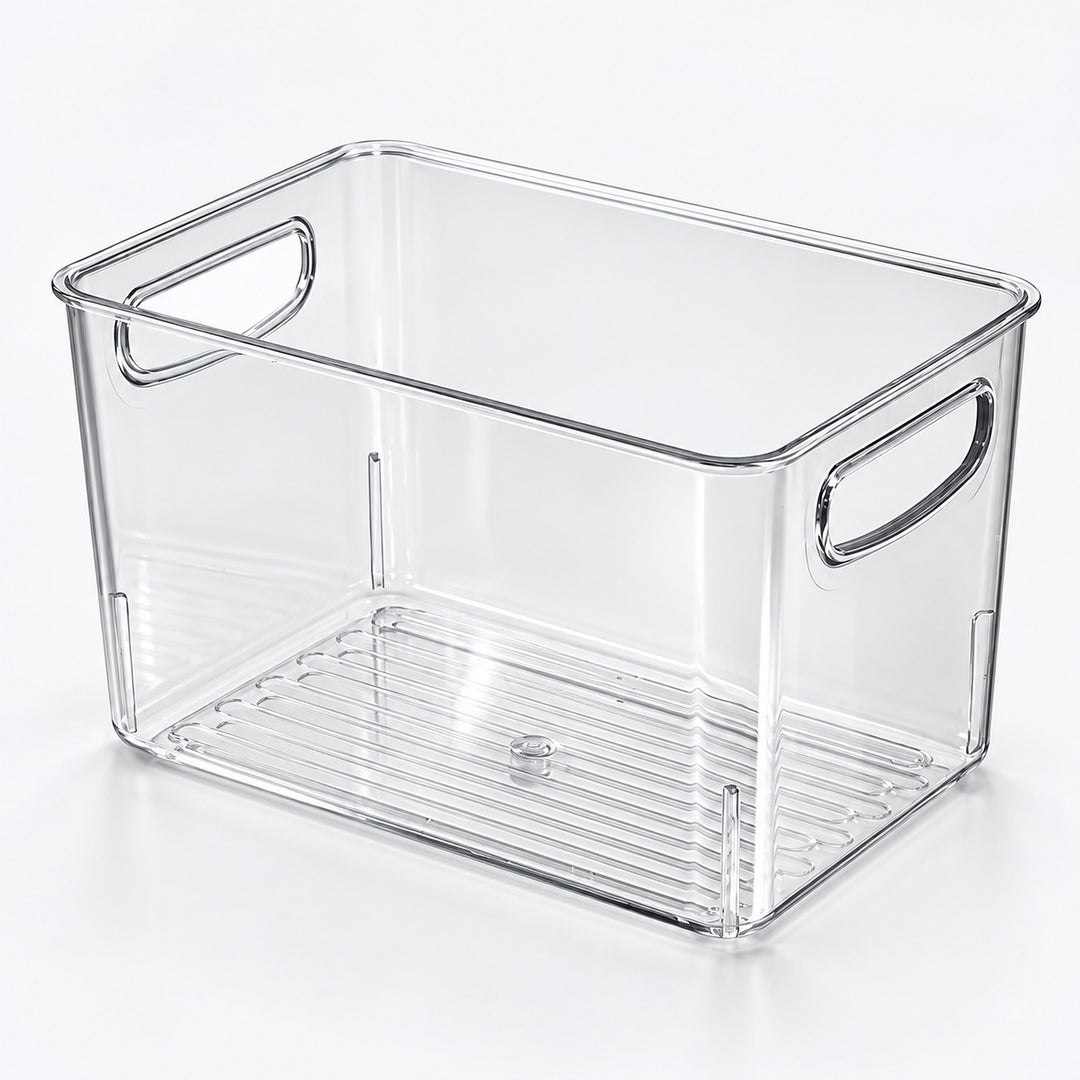 Refrigerator Organizer Bins, Clear Pantry Bins in PET Plastic, Fruit Containers for Fridge - Small Clear Deep Bin variant studio