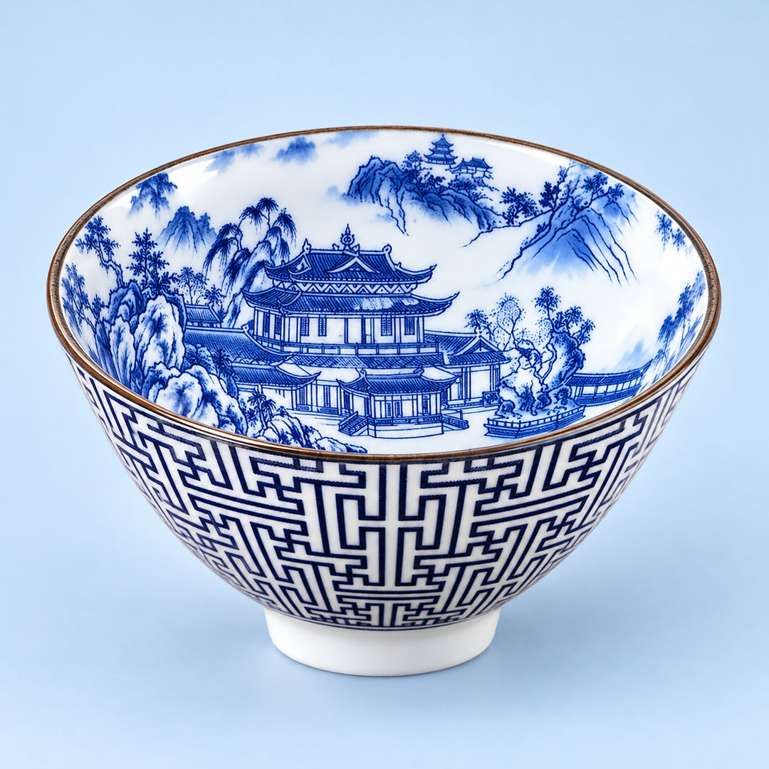 One Pagoda Maze blue-and-white porcelain tea cup, 70 ml.