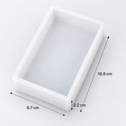 White rectangular tray or mold shown on a light gray background with dimension arrows and labels indicating 10.8 cm length, 6.