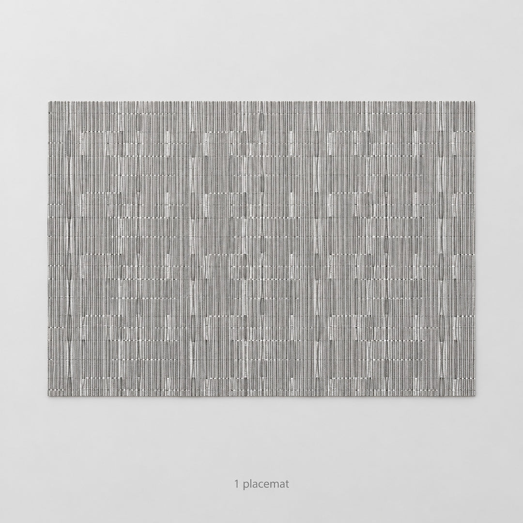 Gray woven vinyl placemat, one piece, 30 by 45 cm each.