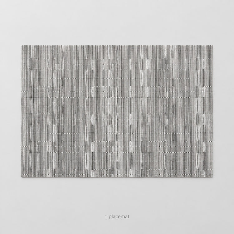 Gray woven vinyl placemat, one piece, 30 by 45 cm each.