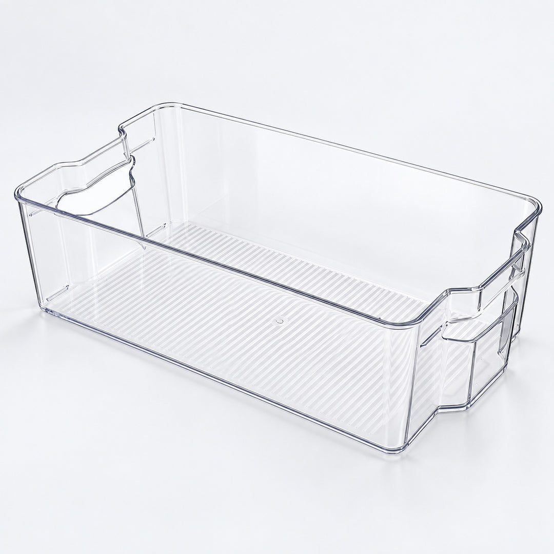 Refrigerator Organizer Bins, Clear Pantry Bins in PET Plastic, Fruit Containers for Fridge - Large Clear Open-Grip Bin variant studio