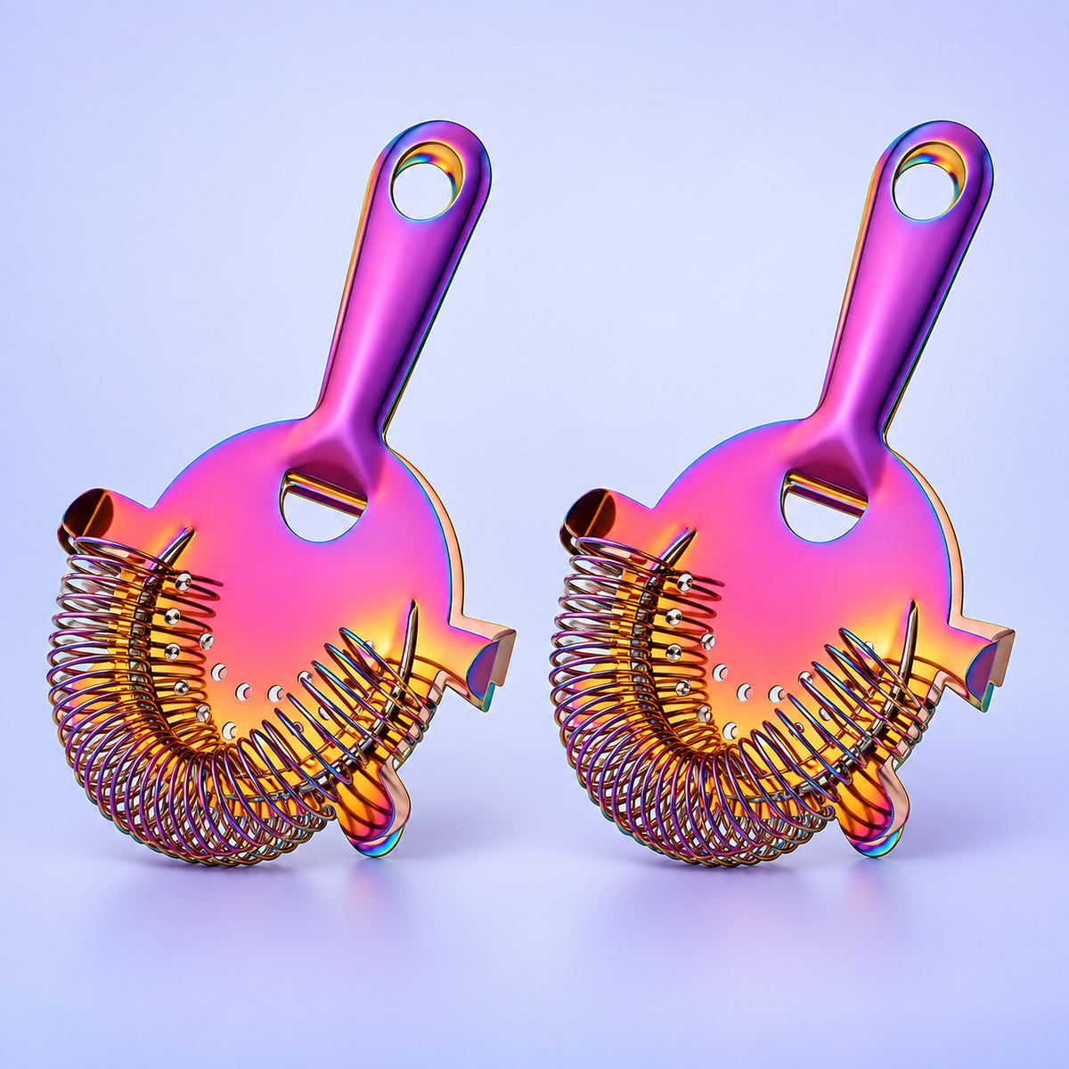 Purple Gold Rainbow Strainers Set Of 2 cocktail bar tool variant studio image