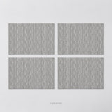 Gray woven vinyl placemats, 4-piece set, 30 by 45 cm each.