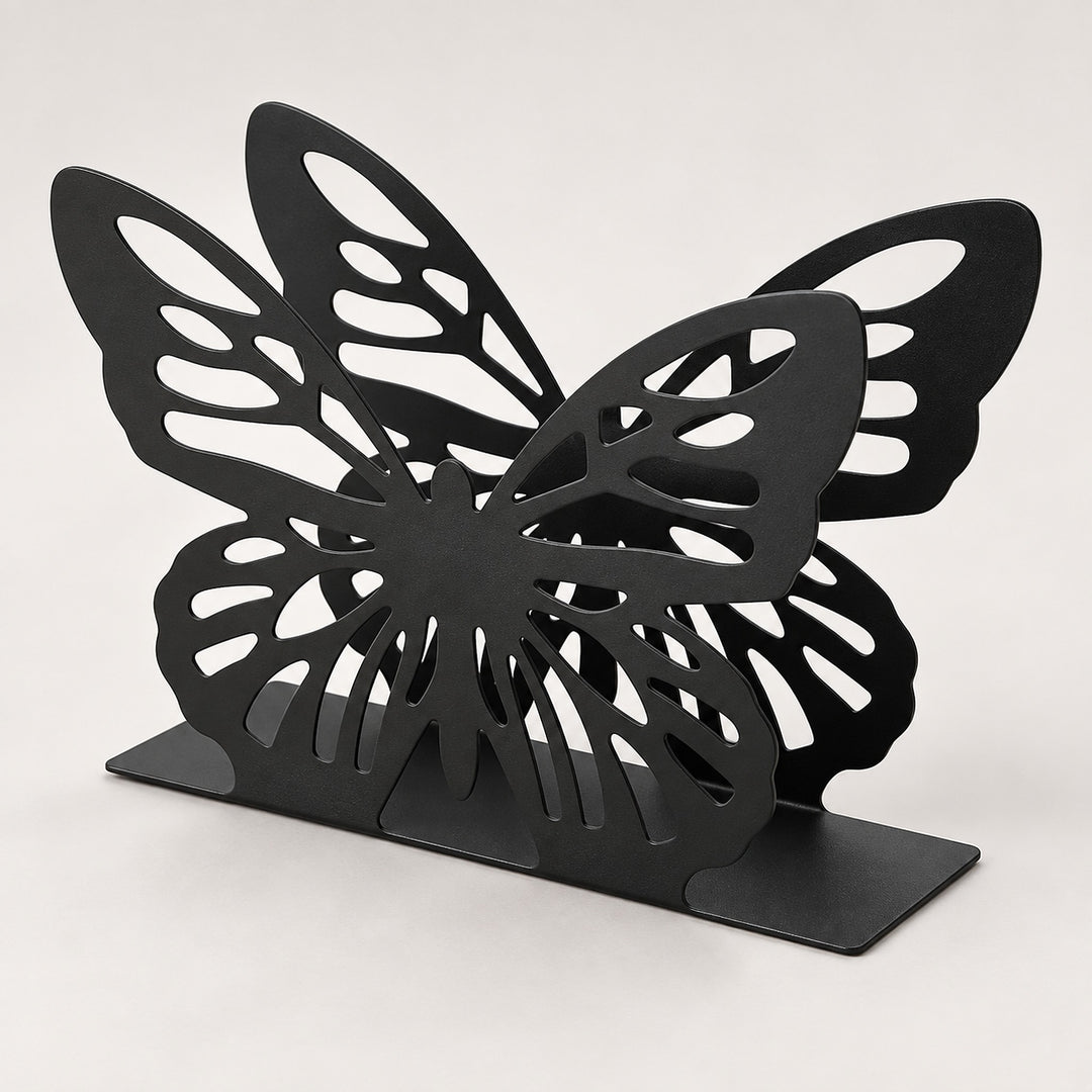 Black Butterfly decorative metal napkin holder variant studio image