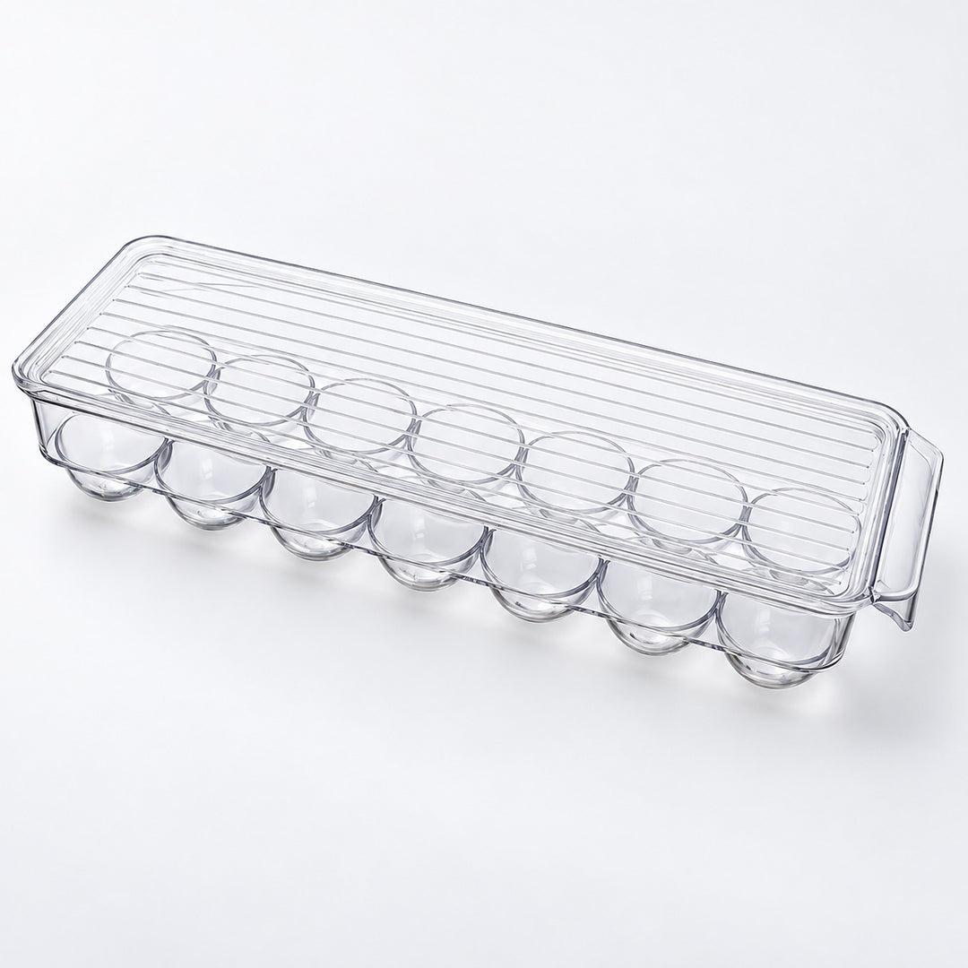 Refrigerator Organizer Bins, Clear Pantry Bins in PET Plastic, Fruit Containers for Fridge - Clear Egg Tray With Lid variant studio